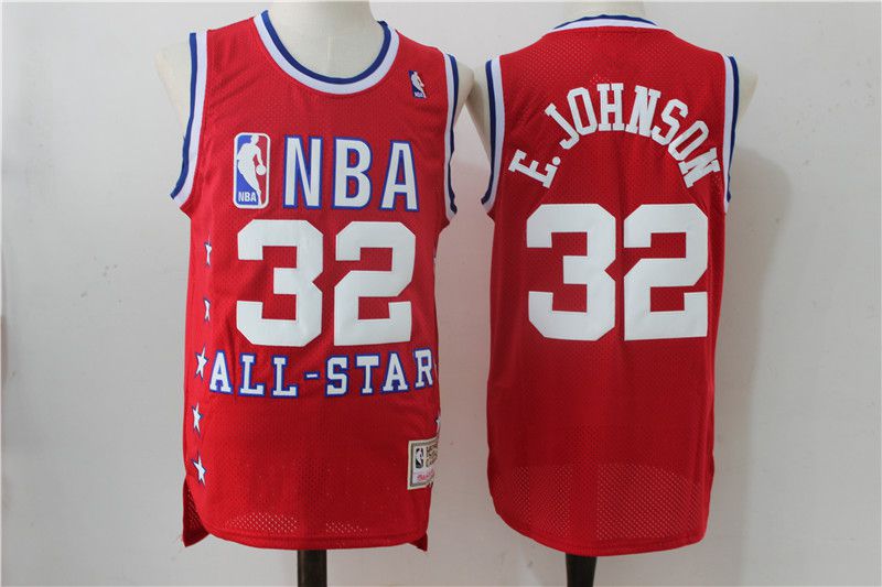 Men Los Angeles Lakers 32 Johnson Red All Star NBA Jerseys